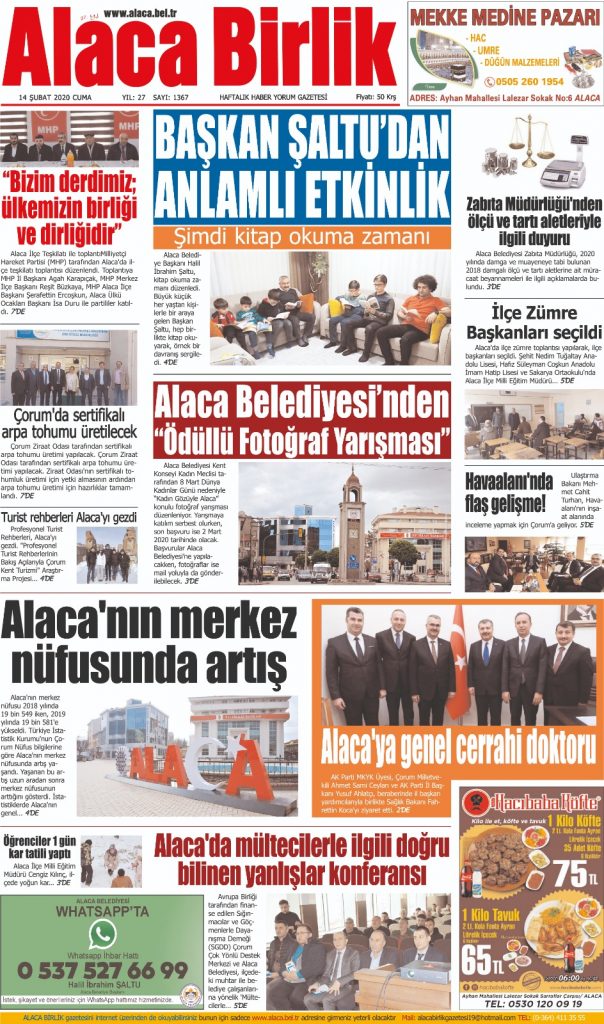 Alaca Birlik Gazetesi Alaca Belediyesi